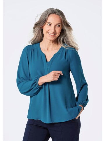 GOLDNER Kurzgröße:  Bluse mit Tunika Ausschnitt in blau
