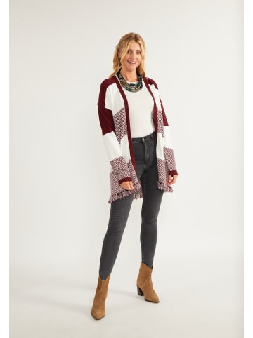 usha FESTIVAL Offener Strick Cardigan in Bordeaux Weiss