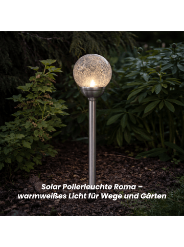 STAR Trading STAR Solar Pollerleuchte Roma 45 cm – LED Gartenleuchte Warmweiß, Dämm