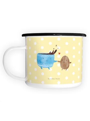 Mr. & Mrs. Panda XL Emaille Tasse Kaffee Bohne ohne Spruch in Gelb Pastell