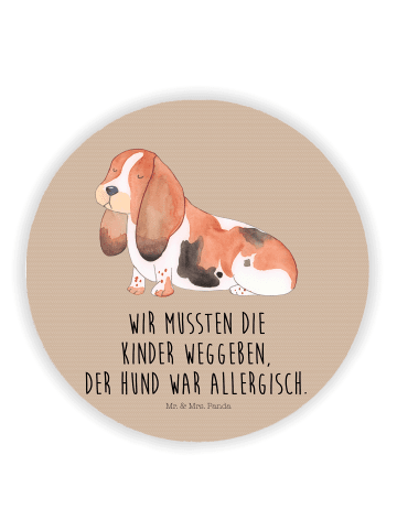 Mr. & Mrs. Panda Rund Magnet Hund Basset Hound mit Spruch in Hundeglück