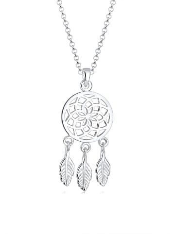 Elli Halskette 925 Sterling Silber Boho, Feder, Traumfänger in Silber