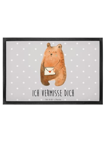 Mr. & Mrs. Panda Bodenmatte Bär Vermissen mit Spruch in Grau Pastell