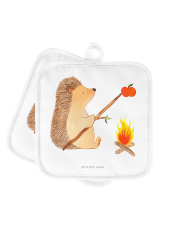 Mr. & Mrs. Panda Topflappen Igel Grillen ohne Spruch in Weiß