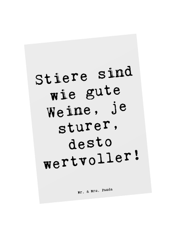Mr. & Mrs. Panda Grußkarte Spruch Sturer Stier mit Spruch in Weiß