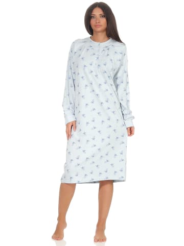 NORMANN Nachthemd und Kopfleiste am Hals - 49025 in hellblau