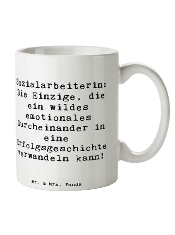 Mr. & Mrs. Panda Porzellantasse Spruch Sozialarbeiterin Erfolg m... in Weiß