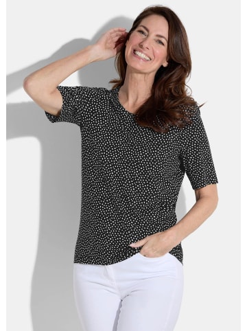 GOLDNER Viskoseshirt mit Tupfen-Design in schwarz / weiß / gemustert