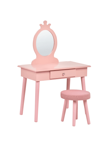 Beliani Kinderschminktisch mit Hocker MARGIE in Rosa - (W) 62 x (H) 102 x (L) 40 cm