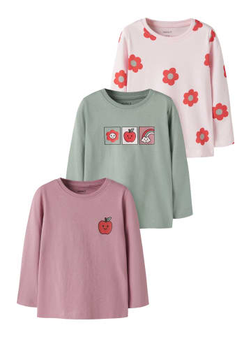 name it 3er Pack Langarmshirts Biobaumwolle NMFNIA in lilas