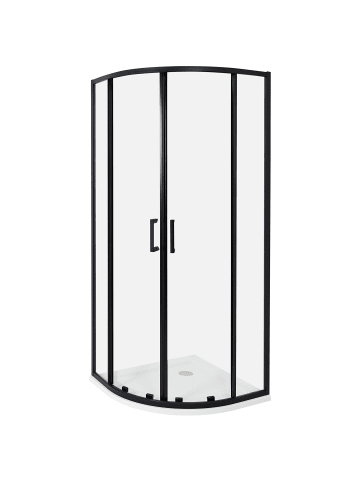 Beliani Duschkabine JUKATAN in Transparent/Schwarz - (W) 80 x (H) 185 x (L) 80 cm