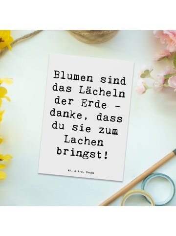 Mr. & Mrs. Panda Postkarte Spruch Florist Erde Lächeln mit Spruch in Weiß