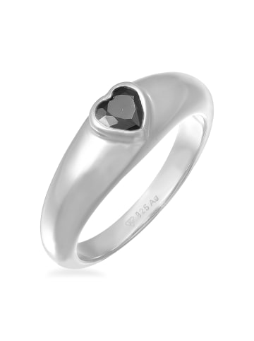 Elli Ring 925 Sterling Silber Herz in Schwarz