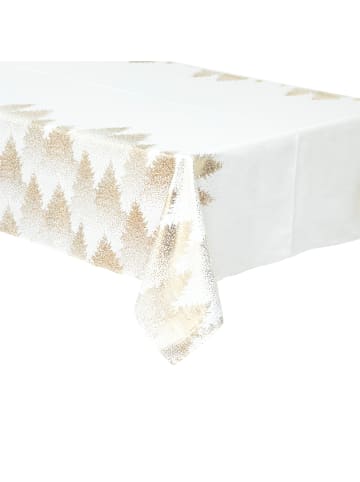 Feeric Lights Tischdecke zu Weihnachten mit goldenen Tannen, Polyester in Weiß, 140 x 360 cm