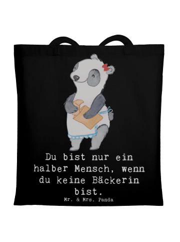 Mr. & Mrs. Panda Tragetasche Bäckerin Herz mit Spruch in Schwarz