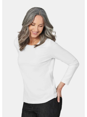 GOLDNER Langarmshirt im 3er-Pack in weiß / marine / cyclam