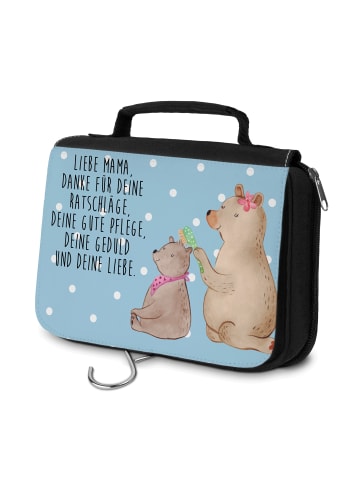 Mr. & Mrs. Panda Kosmetiktasche Bär Kind mit Spruch in Blau Pastell