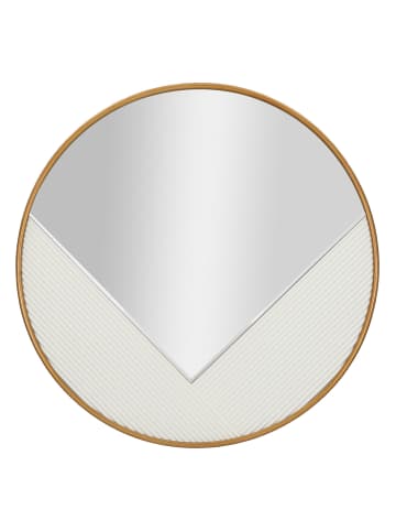 Mauro Ferretti Runder Wandspiegel aus geschnitztem, weißem Holz, Ø 80 x 4 cm