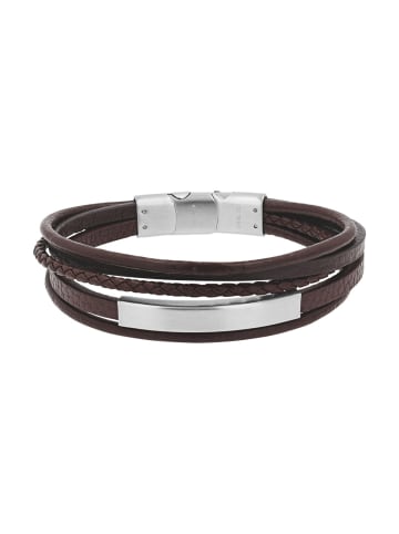 Tom Tailor Identarmband Edelstahl, Leder in braun