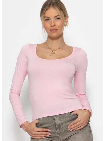 SASSYCLASSY Langarmshirt mit Ausschnitt in Rosa