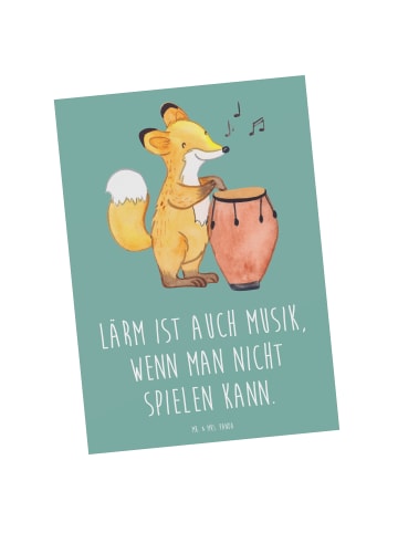 Mr. & Mrs. Panda Postkarte Schlagzeug Lärm mit Spruch in Meeresbrise
