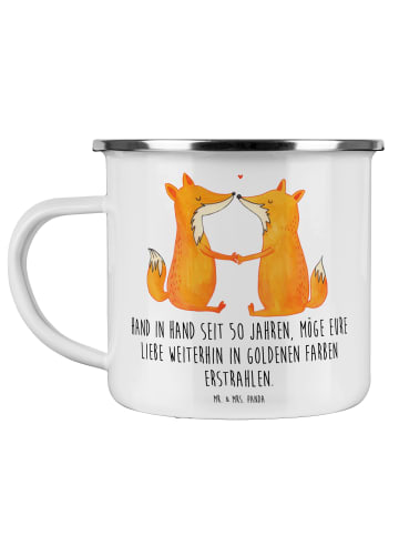 Mr. & Mrs. Panda Camping Emaille Tasse 50. Hochzeitstag Goldene ... in Weiß