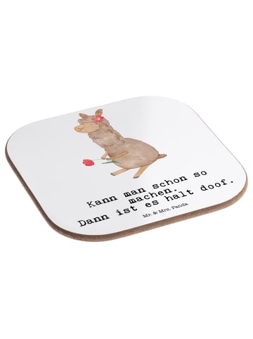 Mr. & Mrs. Panda Untersetzer für Gläser Alpaka Blume mit Spruch in Weiß