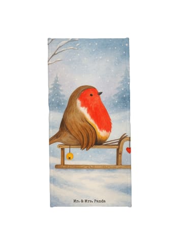 Mr. & Mrs. Panda Handtuch Rotkehlchen Schlitten Design ohne Spruch in Weiß