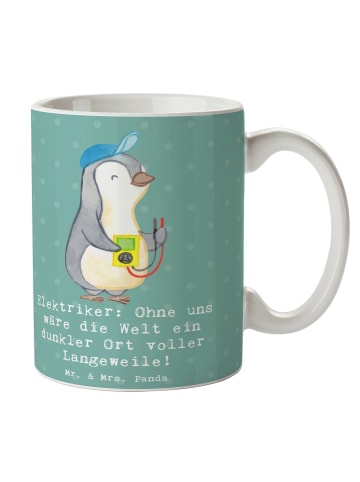 Mr. & Mrs. Panda Kaffeetasse Elektriker Helden mit Spruch in Meeresbrise