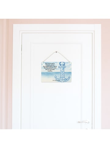 Mr. & Mrs. Panda Schild Anker Blau Design mit Spruch in Weiß