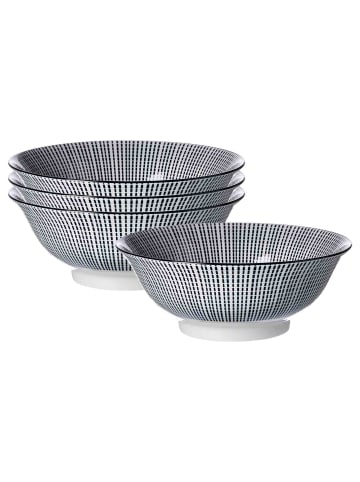 Ritzenhoff & Breker 4er Set Servierschalen Takeo Stripes ø 21 cm in schwarz-weiß