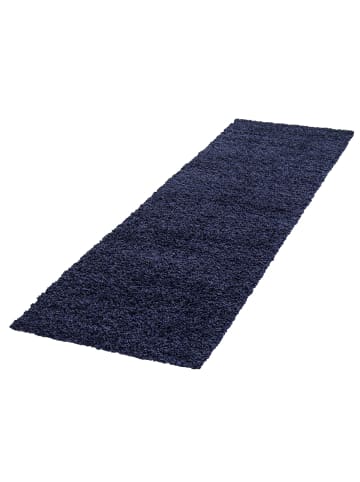 KADIMA DESIGN Teppich Hochflor Shaggy Waschbar Einfarbig RHEIN Strapazierfähig in Marineblau