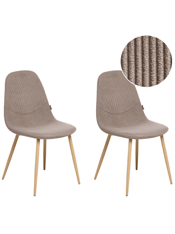 Beliani 2er-Set Esszimmerstuhl HILDEN in Beige/Braun