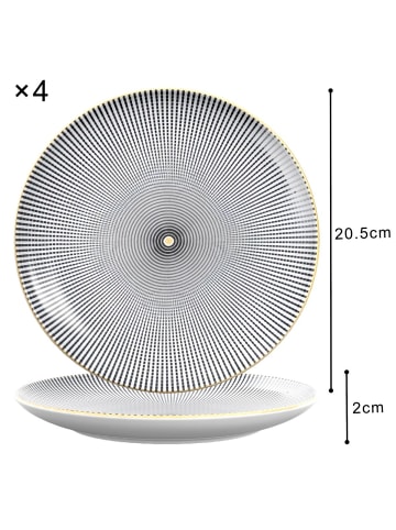 Intirilife 4x Porzellan Teller in Muster Endlos