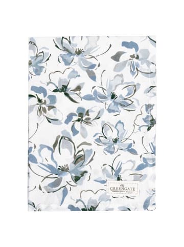 Greengate Geschirrtuch EVIA Weiß mit Blumen Olivgrün und Blau