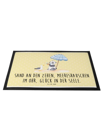 Mr. & Mrs. Panda Fußabtreter Sommer Meer Glück mit Spruch in Gelb Pastell