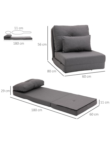 HOMCOM Schlafsessel in Dunkelgrau 80L x 60B x 56H cm