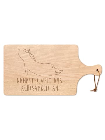 Mr. & Mrs. Panda buchenholz brett Einhorn Yoga mit Spruch in Transparent