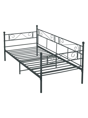 en.casa Metallbett Kerava  in Schwarz (L)200cm (B)90cm (H)90cm