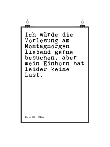 Mr. & Mrs. Panda Poster Ich würde die Vorlesung... mit Spruch in Weiß