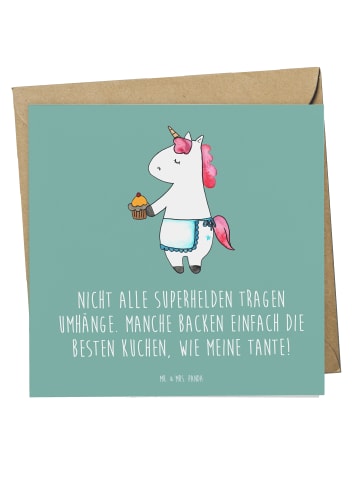 Mr. & Mrs. Panda Deluxe Karte Super Tante mit Spruch in Meeresbrise