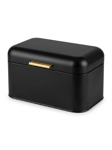 AROMELIO Metallbrotkasten mit klappbarem Deckel in Schwarz, (B) 31 x (H) 16,5 x (L) 20 cm