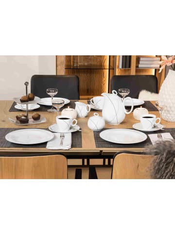 Seltmann Weiden 6er Set Frühstückstassen mit Untertassen Trio Highline 390 ml in weiß-grau
