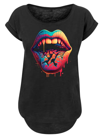 F4NT4STIC Long Cut T-Shirt Drooling Lips LONG TEE in schwarz