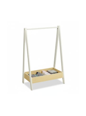 relaxdays Kinder-Kleiderständer in Weiß/ Natur - (B)64,5 x (H)99 x (T)42,5 cm