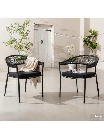 home24 Stapelstuhl Coro 2er-Set in Schwarz