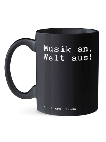 Mr. & Mrs. Panda Kaffeebecher Musik an, Welt aus!... mit Spruch in Schwarz