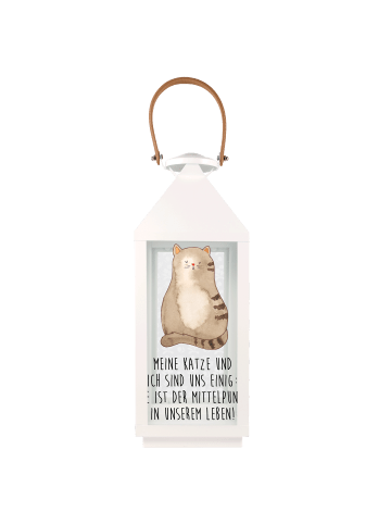 Mr. & Mrs. Panda Gartenlaterne Katze Sitzen mit Spruch in Transparent