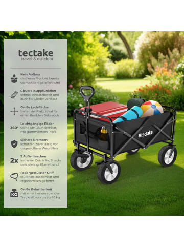 tectake Faltbarer Handwagen Leon mit Bremsen, Belastbarkeit 80kg