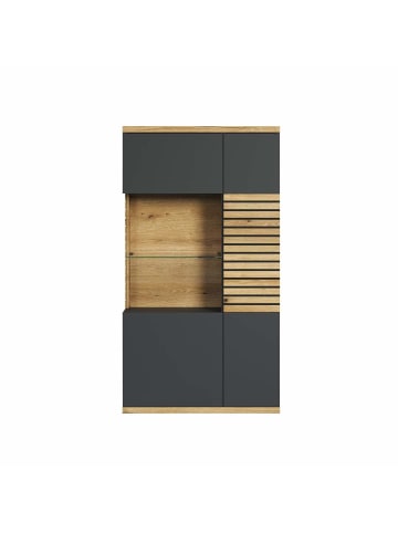 ebuy24 Vitrinenschrank Norris Grau 80 x 37 cm